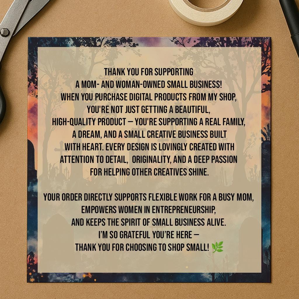 Ghosts & Graveyards Halloween Digital Paper, Printable Scrapbook Paper, Digital Paper for Personal and Small Commercial Use, Spooky Vibes