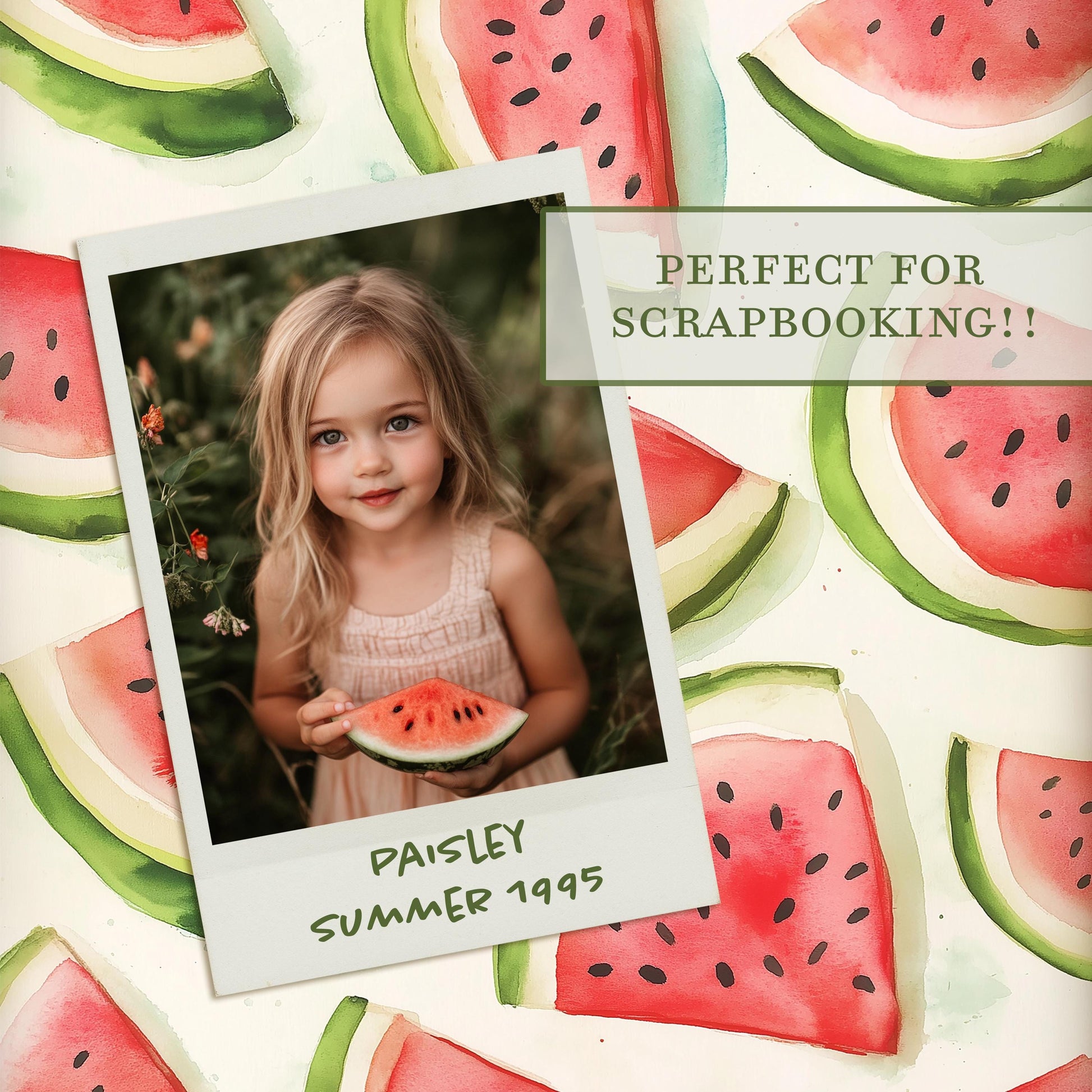 Summer Nostalgia Watercolor Digital Paper, Printable Scrapbook Paper, Digital Paper for Personal & Small Commercial Use, Digital Craft Paper