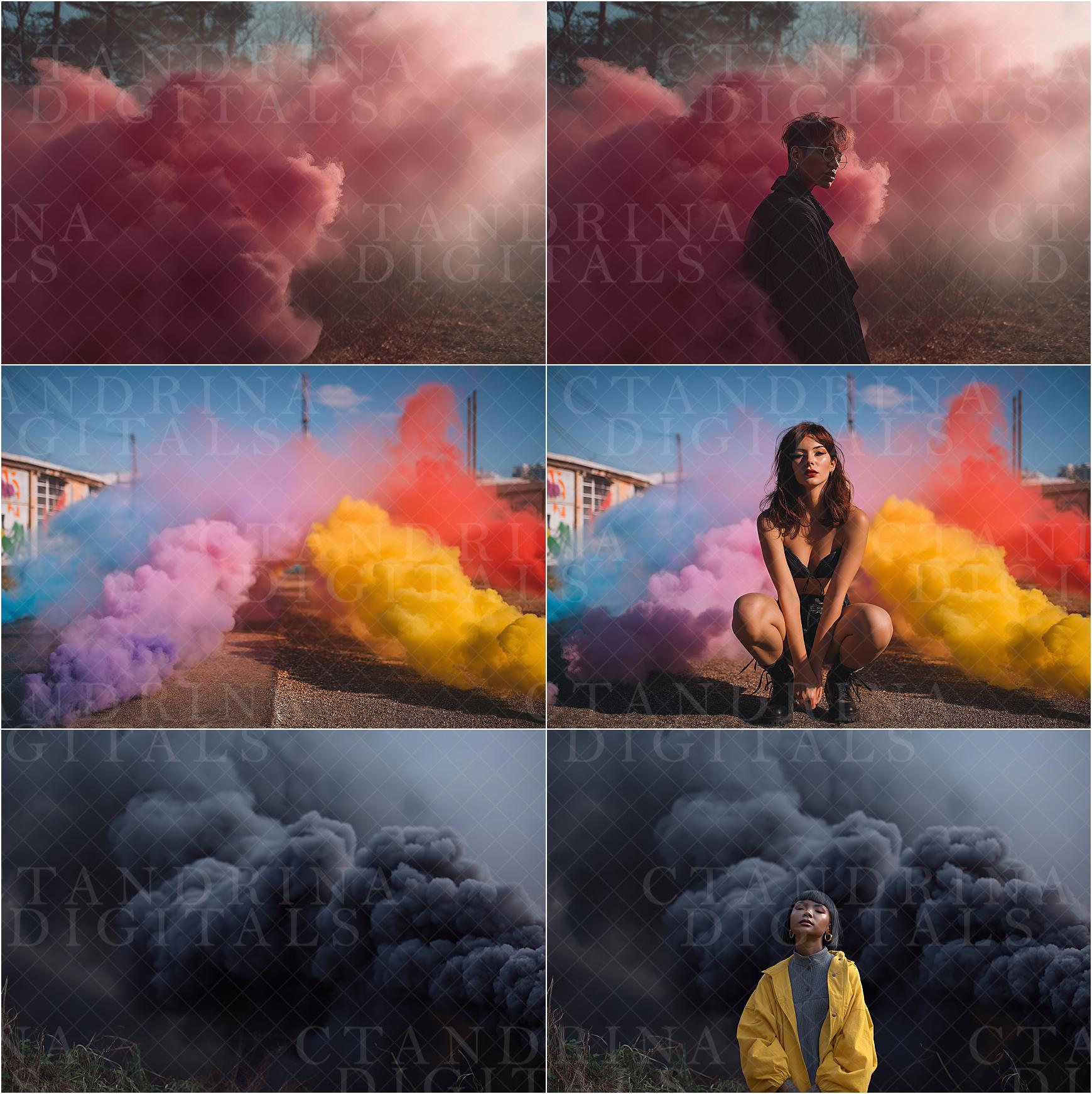 Smoke Bomb Digital Backdrops Mega Bundle, Moody Smoke Bomb Backgrounds for Photoshop, Dreamy Smoke Bomb Digitals for Composite Photography