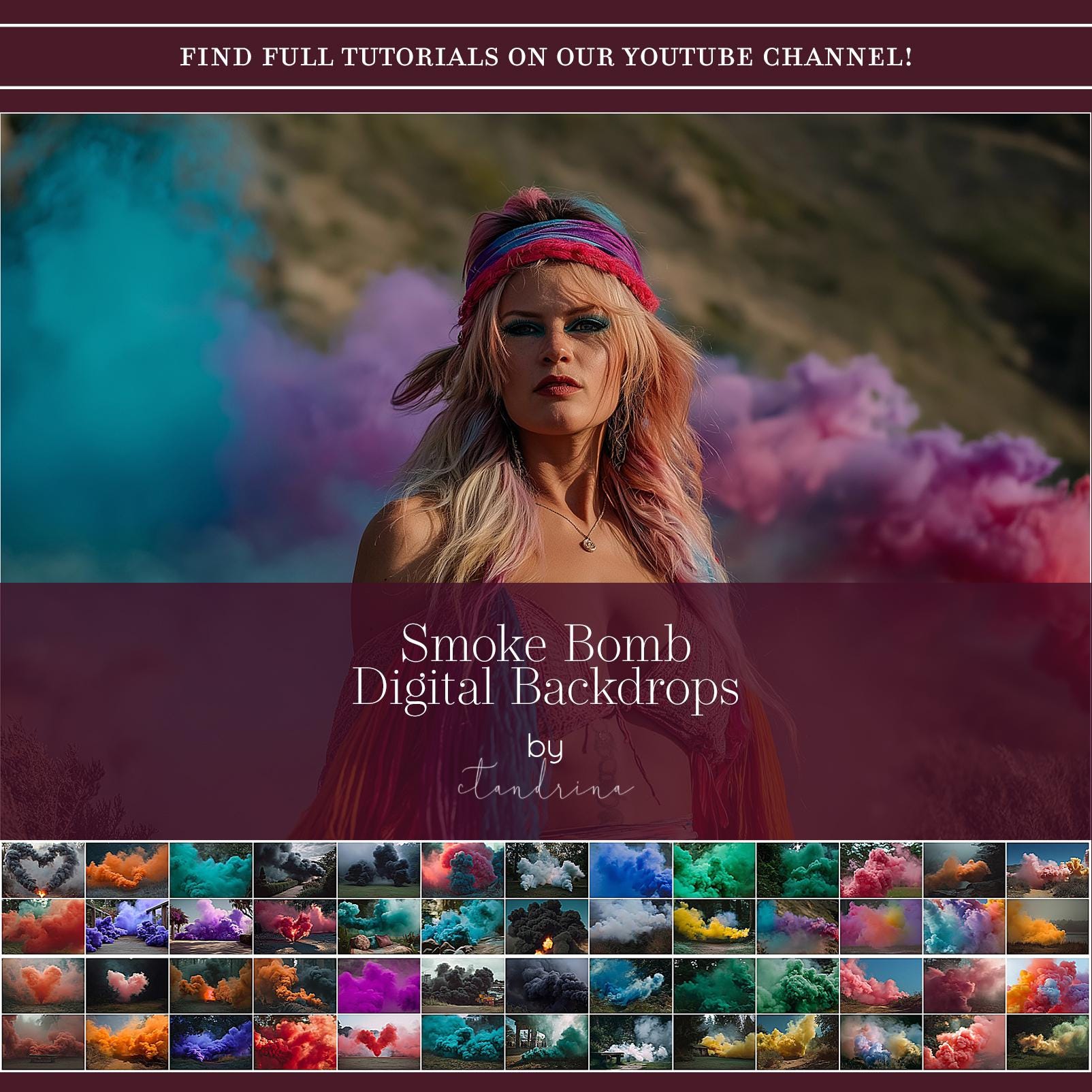 Smoke Bomb Digital Backdrops Mega Bundle, Moody Smoke Bomb Backgrounds for Photoshop, Dreamy Smoke Bomb Digitals for Composite Photography