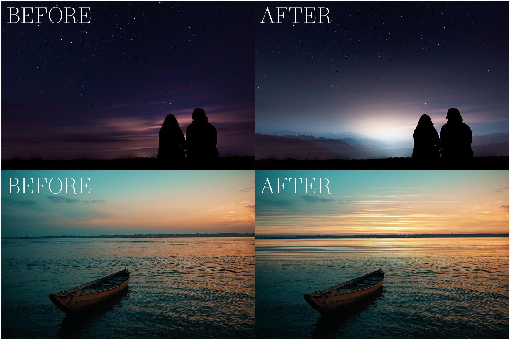 Sunset Horizon Overlays, Sunset Reflection, Sunrise Light Backdrop Overlays, Sunlight Backdrop Overlays for Photoshop, Peeking Sunlight