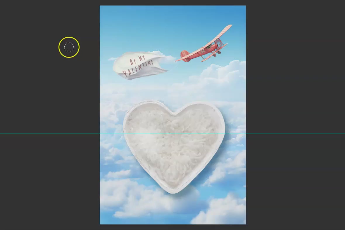 Cloudy Valentine Newborn Digital Backdrop, Be My Valentine Glider Plane Baby Background, Newborn Digital Backdrops for Photoshop Composite