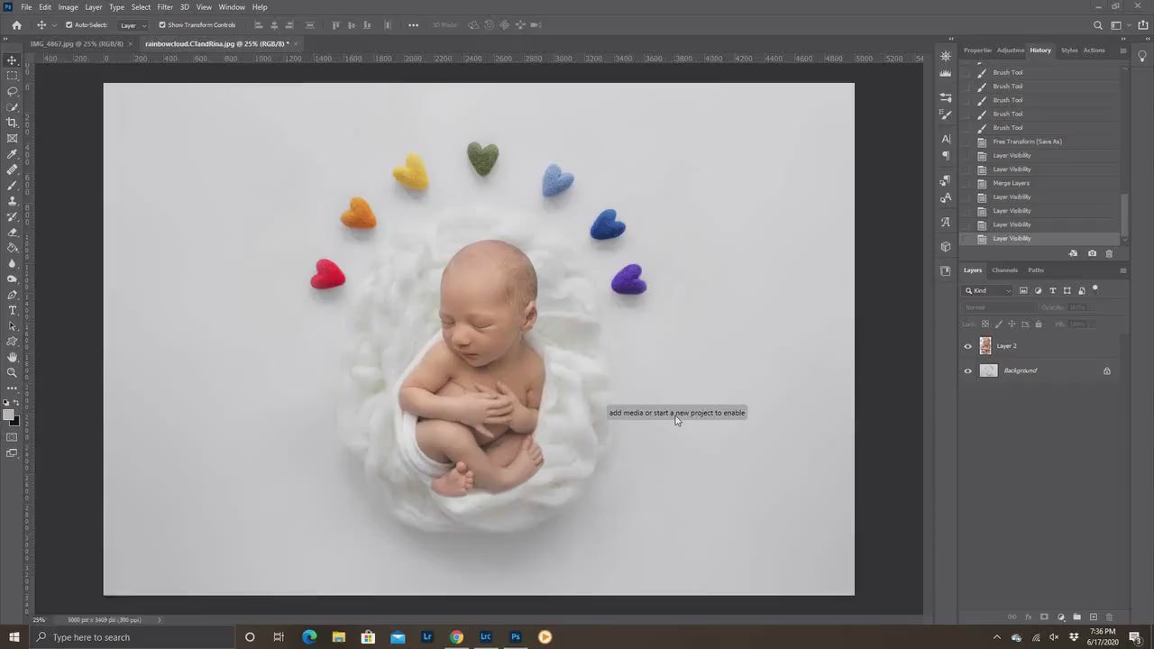 Rainbow Newborn Digital Backdrop, Rainbow Baby Newborn Digital Background, Spring Baby Backdrop, Cloud and Rainbow Backdrop for Photoshop