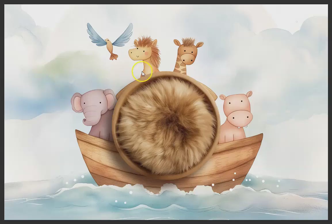 Noah's Ark Newborn Digital Backdrop, Watercolor Animal Ark Baby Background, Biblical Newborn Digital Background, Baby Boy, Baby Girl