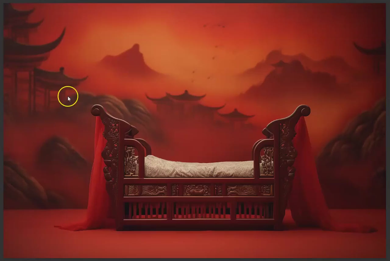 Chinese Princess Warrior Newborn Digital Backdrop, Samurai Baby Backdrop, Themed Newborn Backdrops for Photoshop Composites, Sword Overlay