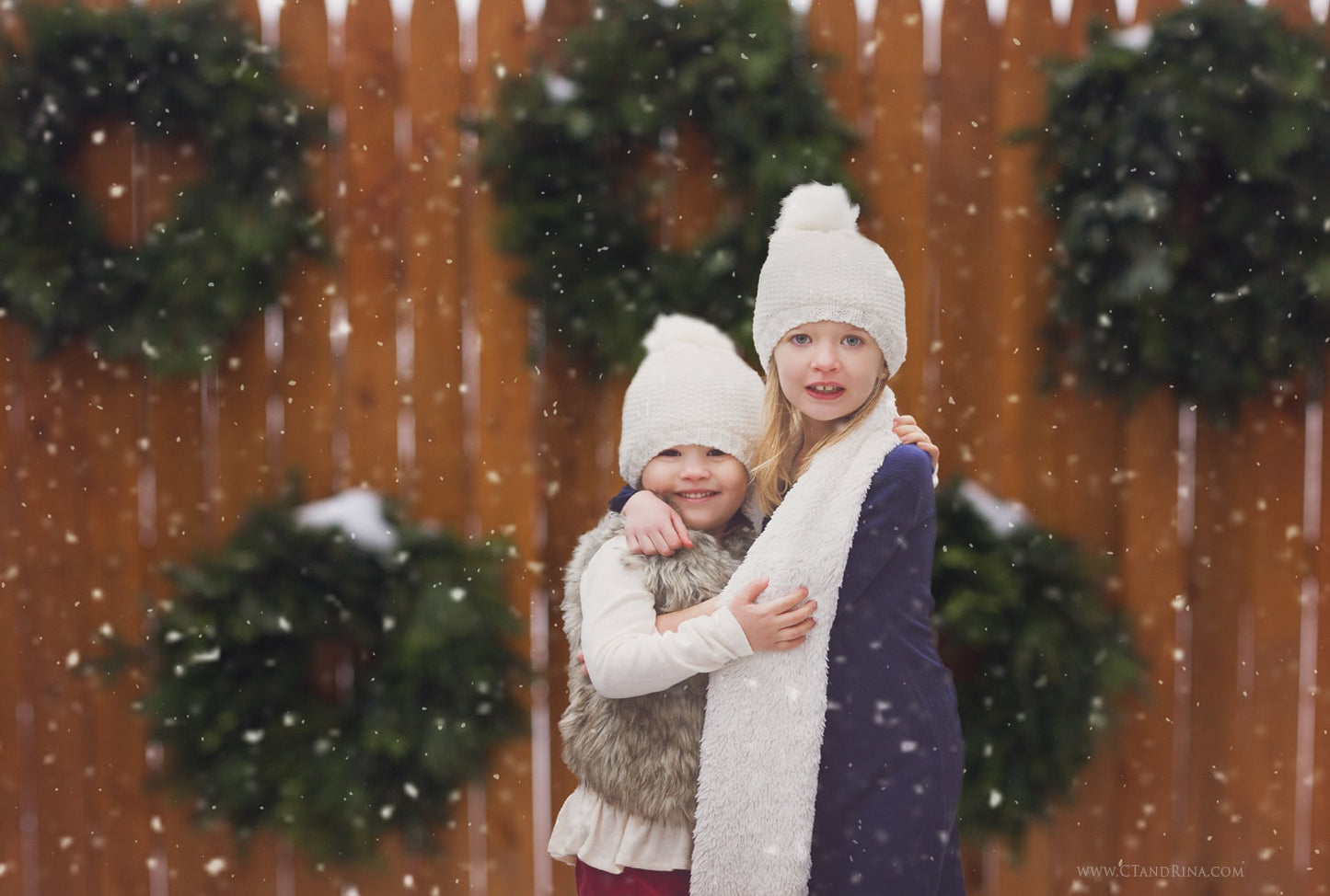 Wreaths Hanging on Fence Digital Backdrop, Christmas Digital Backdrop, Winter Digital Background, Christmas Mini Digital Backdrop - Set of 3