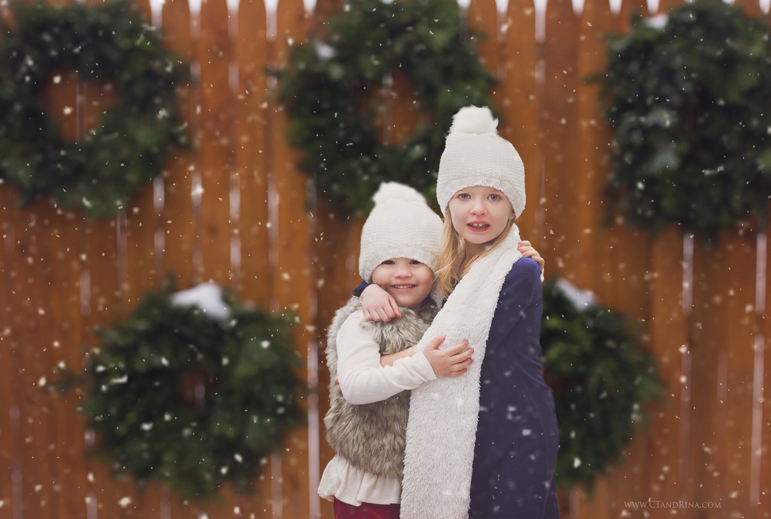 Wreaths Hanging on Fence Digital Backdrop, Christmas Digital Backdrop, Winter Digital Background, Christmas Mini Digital Backdrop - Set of 3