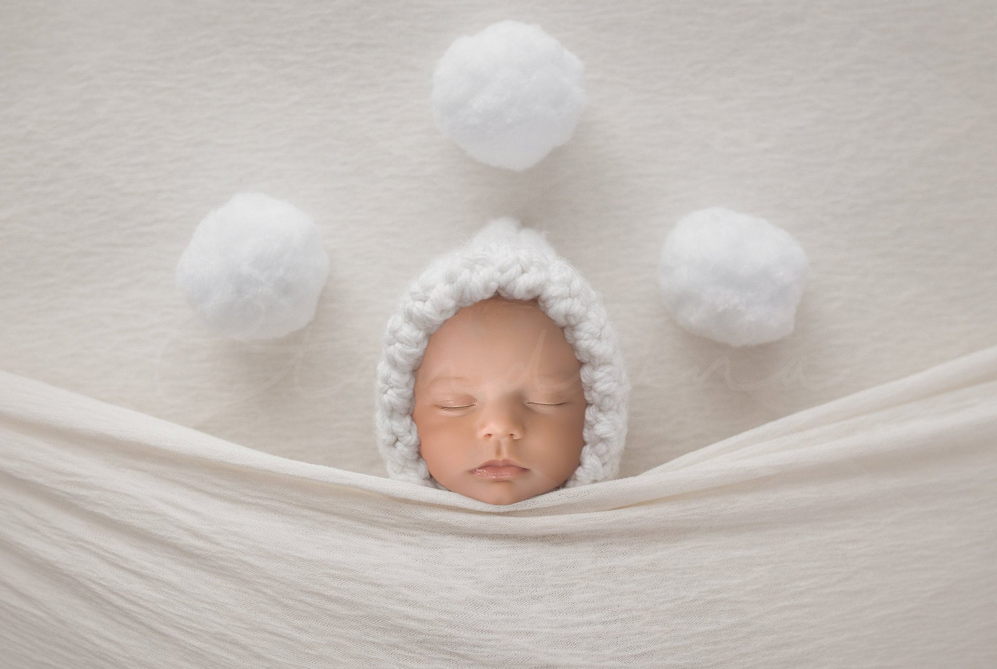 Eskimo Baby Under Covers with Snowballs Newborn Digital Backdrop, PNG Newborn Digital Background, Replace the Face Backdrop for Photoshop