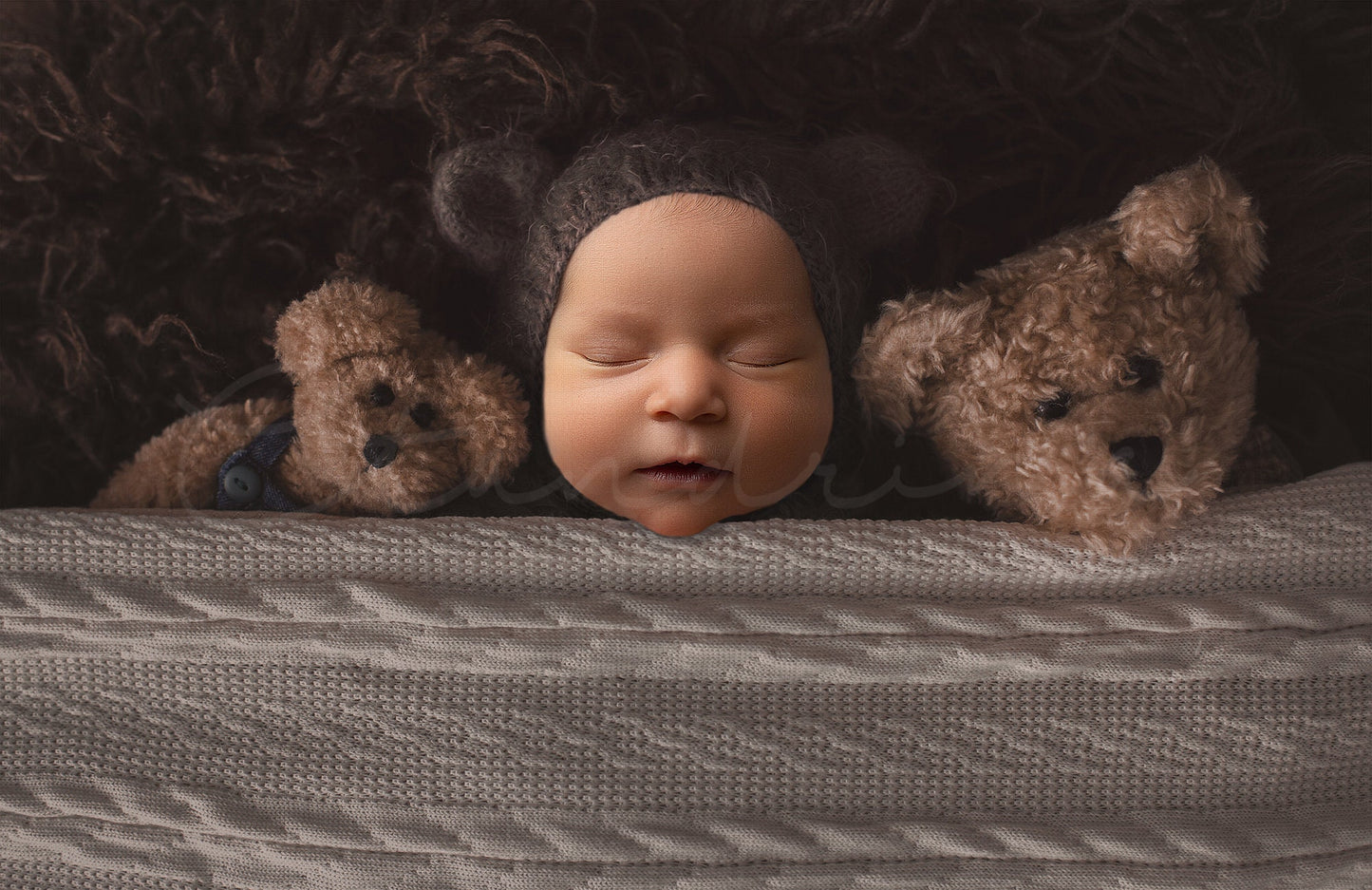 Teddy Under Covers Newborn Digital Backdrop, Baby Digital Background, Newborn Composite Image, Teddy Bear Hat with Teddy Bear Backdrop