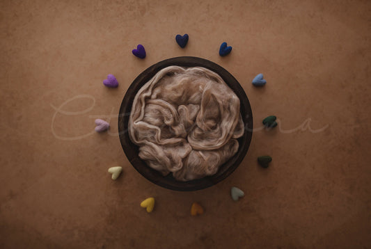 Rainbow Felted Heart Newborn Digital Backdrop, Neutral Rainbow Baby Background, Rainbow Baby Backdrop, Newborn Backdrops for Photoshop