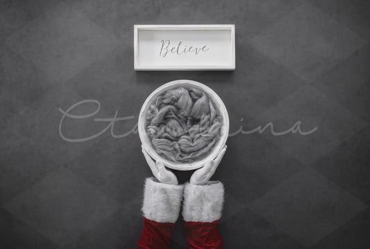 Santa Holding Baby Newborn Digital Backdrop, Believe Backdrop, Christmas Newborn Background, Santa Hands, Santa Baby, Believe in Santa