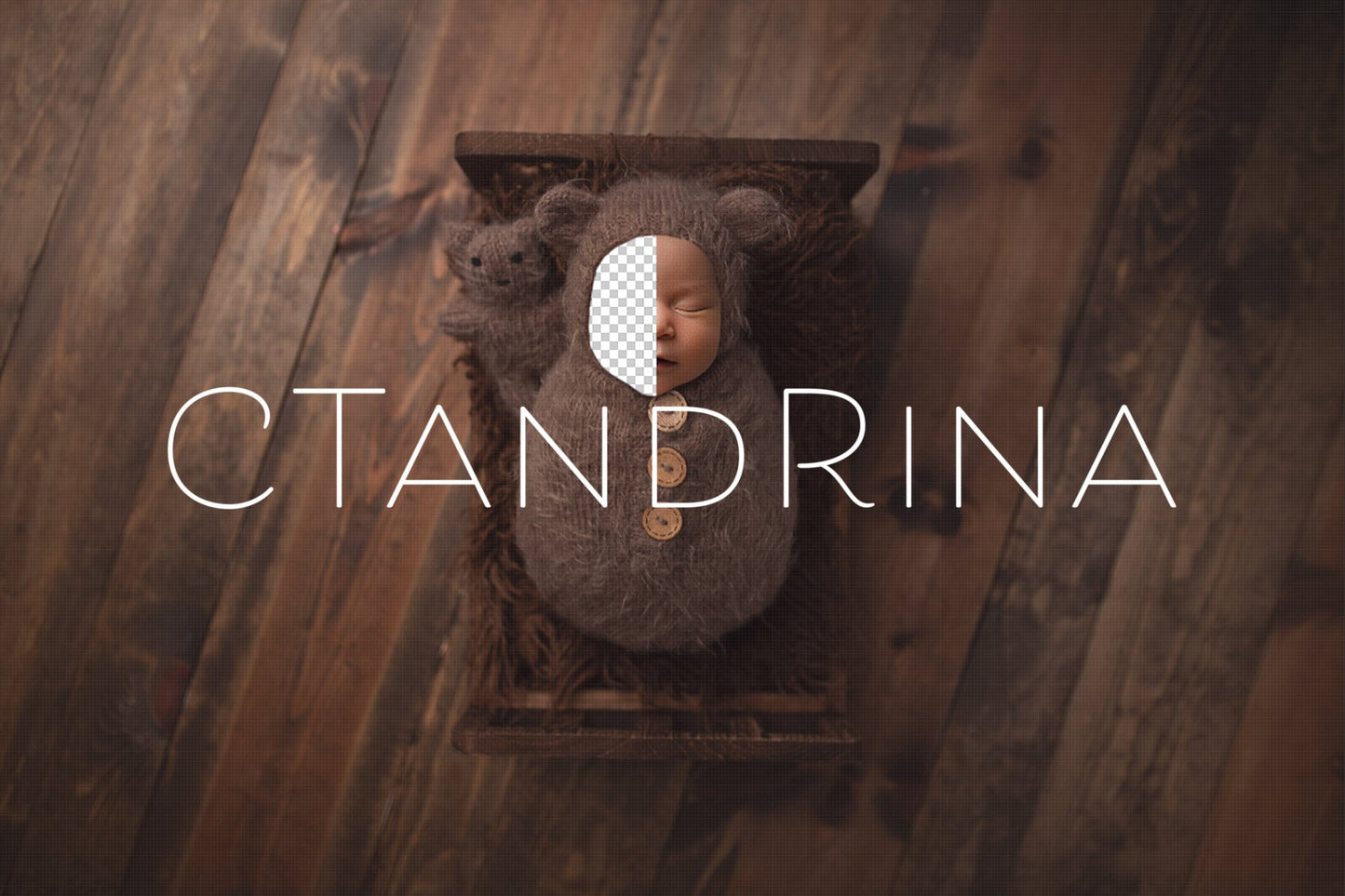 Baby Bear Newborn Digital Backdrop, PNG Bear Newborn Background, Replace the Face Newborn Digital Backdrop for Photoshop by CTandRina