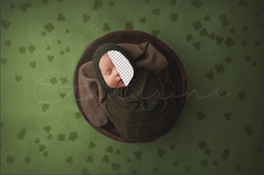 Saint Patrick's Day Newborn Digital Backdrop, Clover Digital Backdrop, St. Patty's Day Newborn Digital Background with sample tutorial!