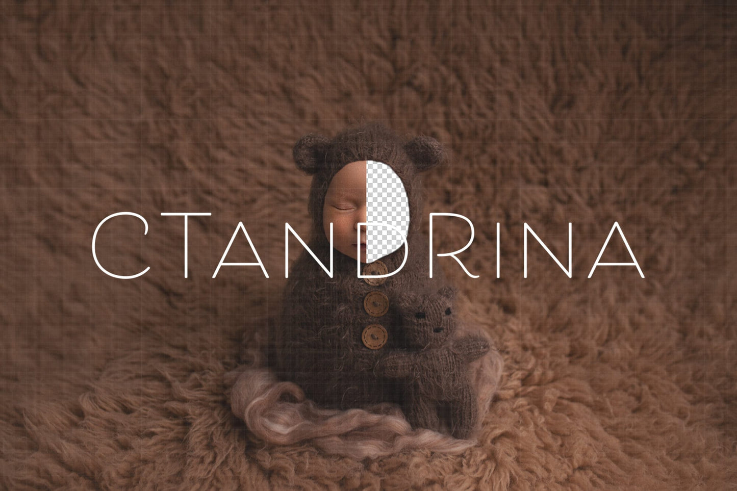 Baby Bear Newborn Digital Backdrop, PNG Bear Newborn Background, Replace the Face Newborn Digital Backdrop for Photoshop by CTandRina