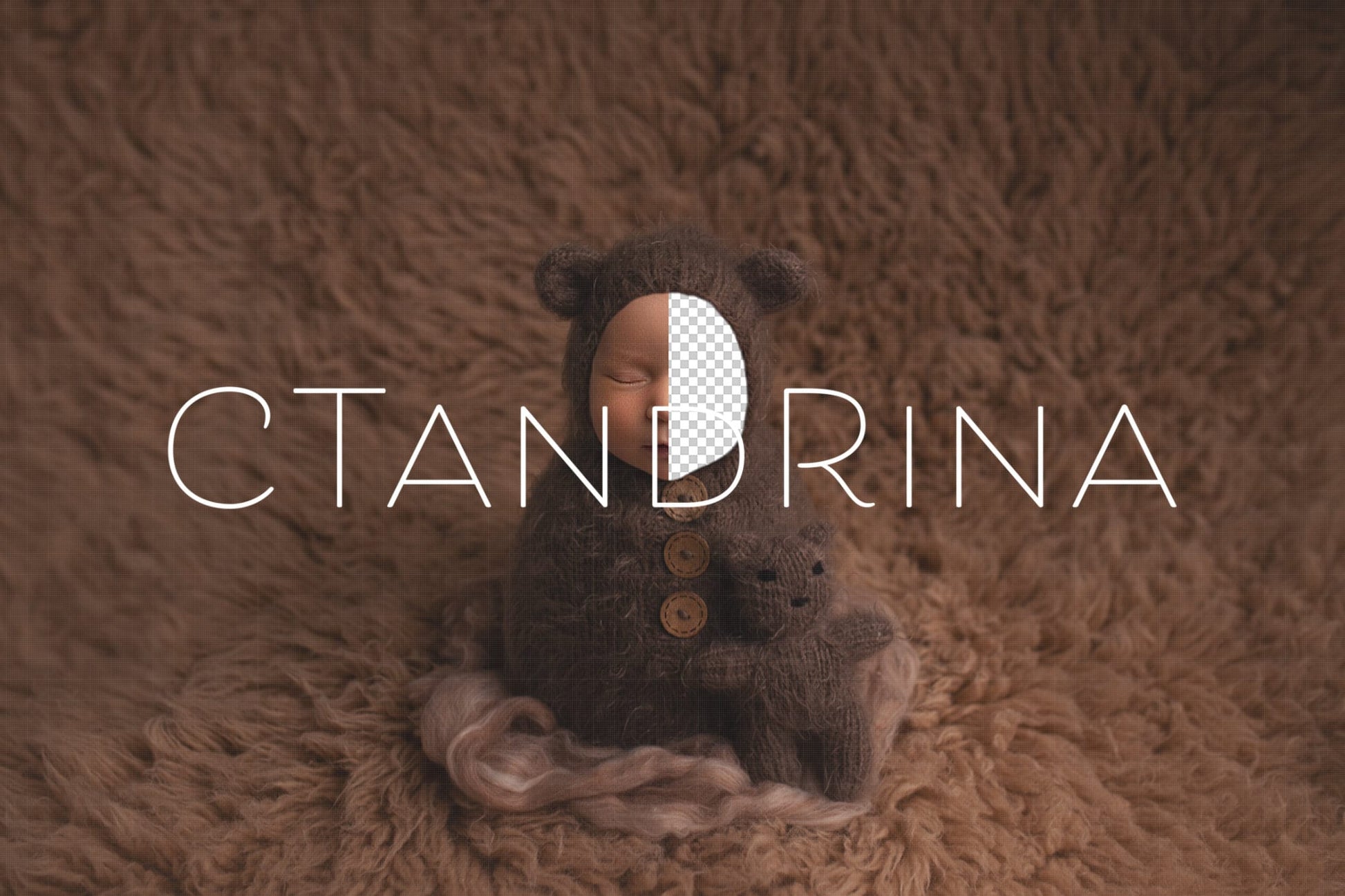 Baby Bear Newborn Digital Backdrop, PNG Bear Newborn Background, Replace the Face Newborn Digital Backdrop for Photoshop by CTandRina