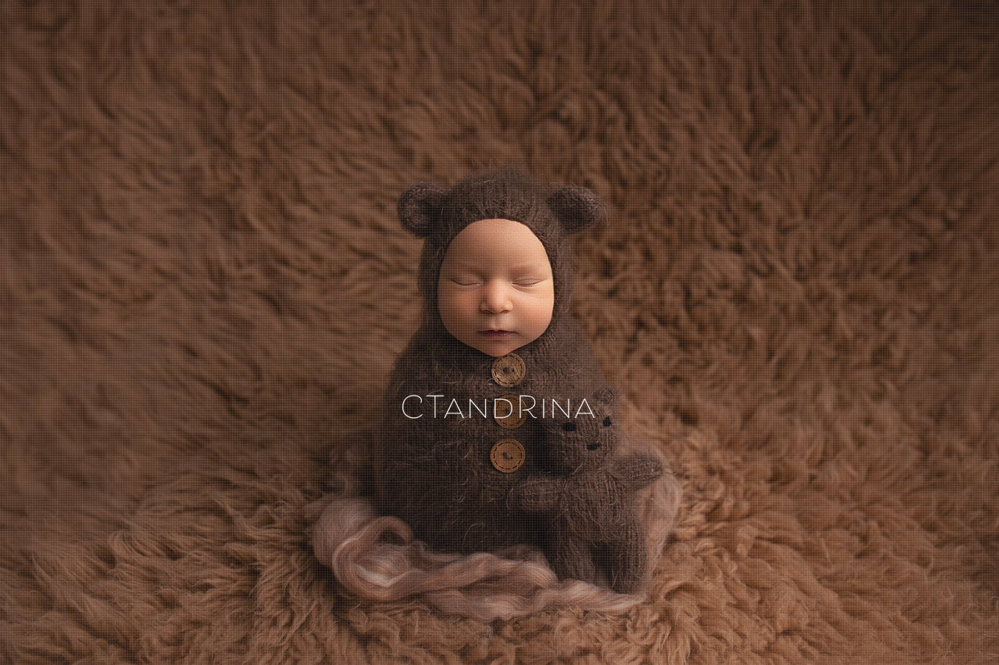 Baby Bear Newborn Digital Backdrop, PNG Bear Newborn Background, Replace the Face Newborn Digital Backdrop for Photoshop by CTandRina
