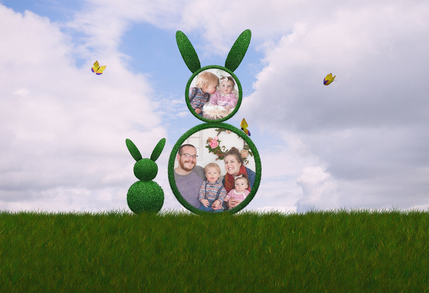 Bunny Hedges Photo Template, Spring Photo Templates, Spring Digital Backdrop, Bunny Digital Backdrop, .PSD Template for Photoshop