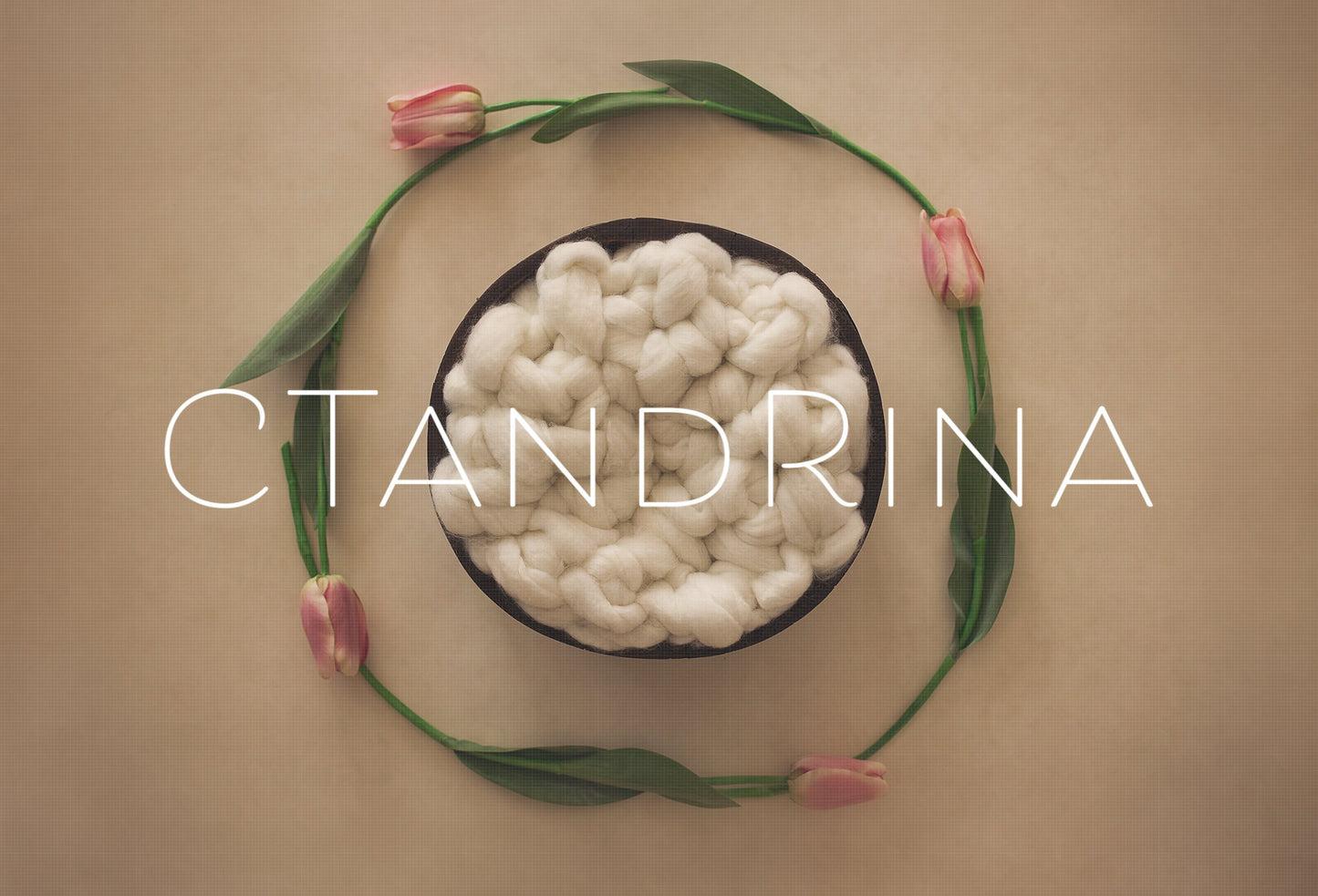 Flower Newborn Digital Backdrop, Newborn Floral Background, Wooden Bucket with Bump Layer and Tulips, Beautiful Backdrops for Photoshop