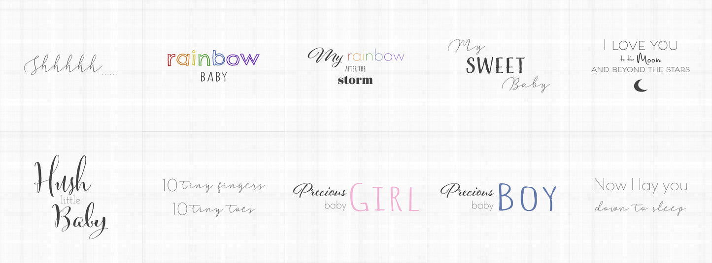 Newborn Word Overlays, .PNG Word Overlays, Word Overlays for Baby, Word Overlays for Newborns, Word Overlays for Photoshop