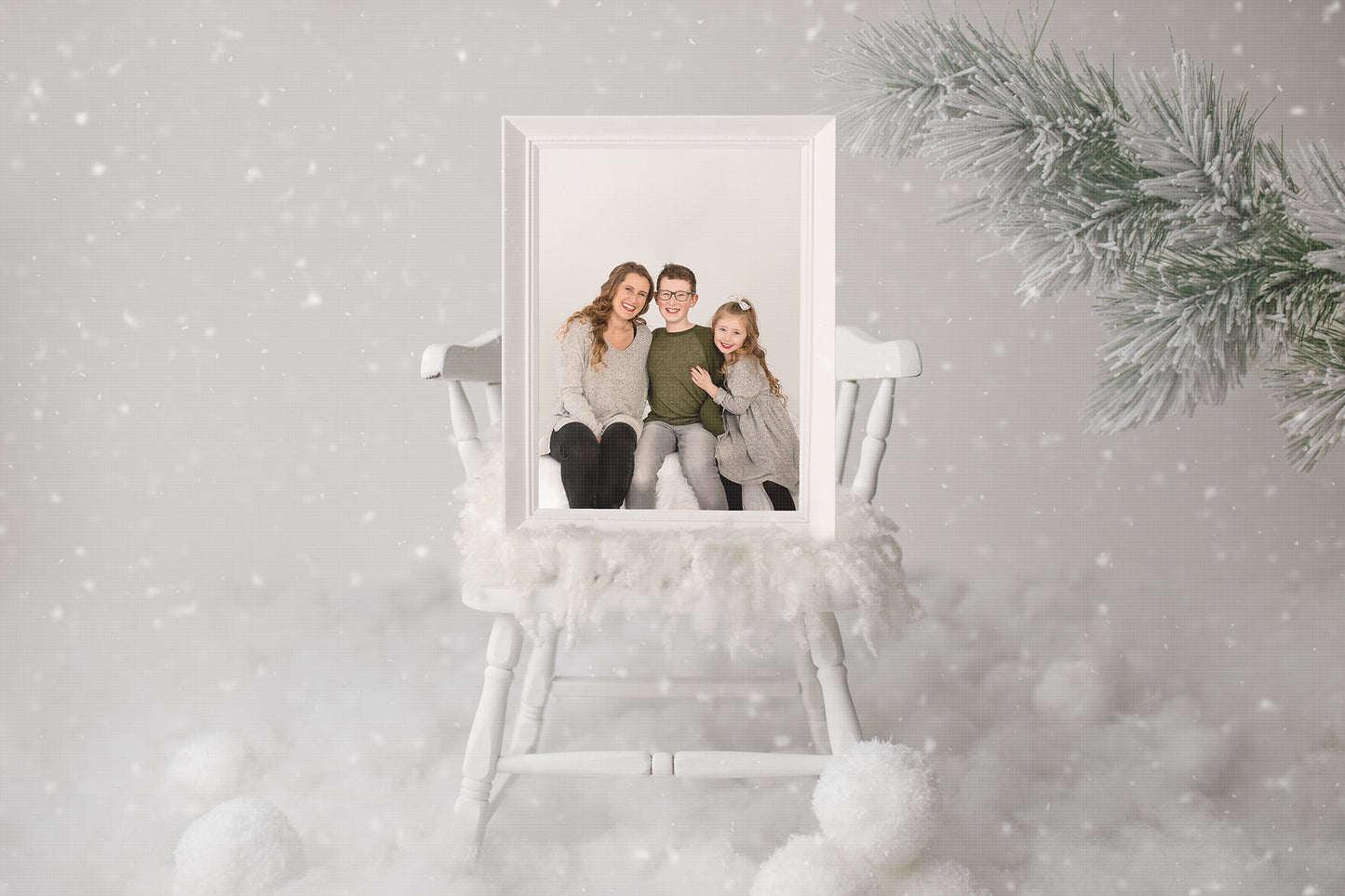 Christmas Photoshop Template, Photo Templates, PNG Template for Christmas, Insert Christmas Photo Frame, Snowy Photo Templates