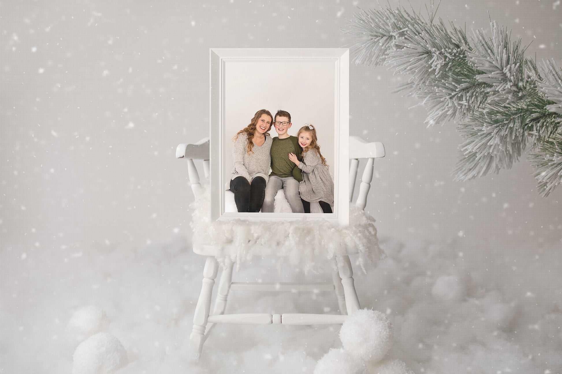 Christmas Photoshop Template, Photo Templates, PNG Template for Christmas, Insert Christmas Photo Frame, Snowy Photo Templates