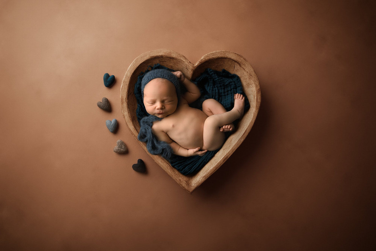 Newborn Digital Backdrop, Newborn Boy Backdrops, Blue heart Bowl Digital Background, Felt Hearts Heart Bowl Newborn Backdrop for Photoshop