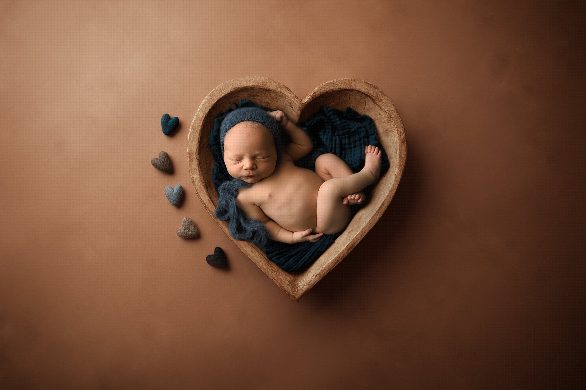 Newborn Digital Backdrop, Newborn Boy Backdrops, Blue heart Bowl Digital Background, Felt Hearts Heart Bowl Newborn Backdrop for Photoshop