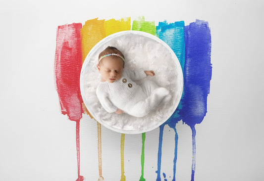 Rainbow Newborn Digital Backdrop, Dripping Watercolor Rainbow Newborn Background, Painted Baby Backdrop, Rainbow Baby Backdrop for Photoshop