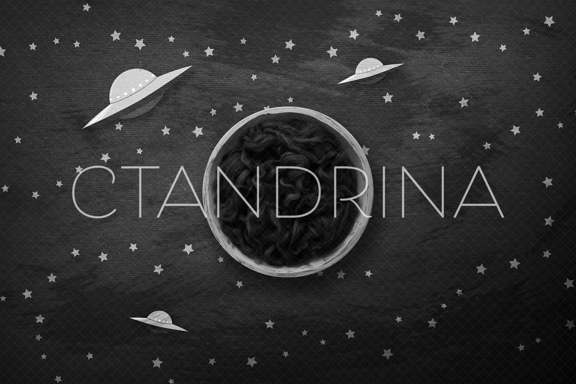 UFO Newborn Digital Backdrop, Alien Spaceship Newborn Digital Background, Space Saucer and Stars Newborn Backdrop for Photoshop Composites