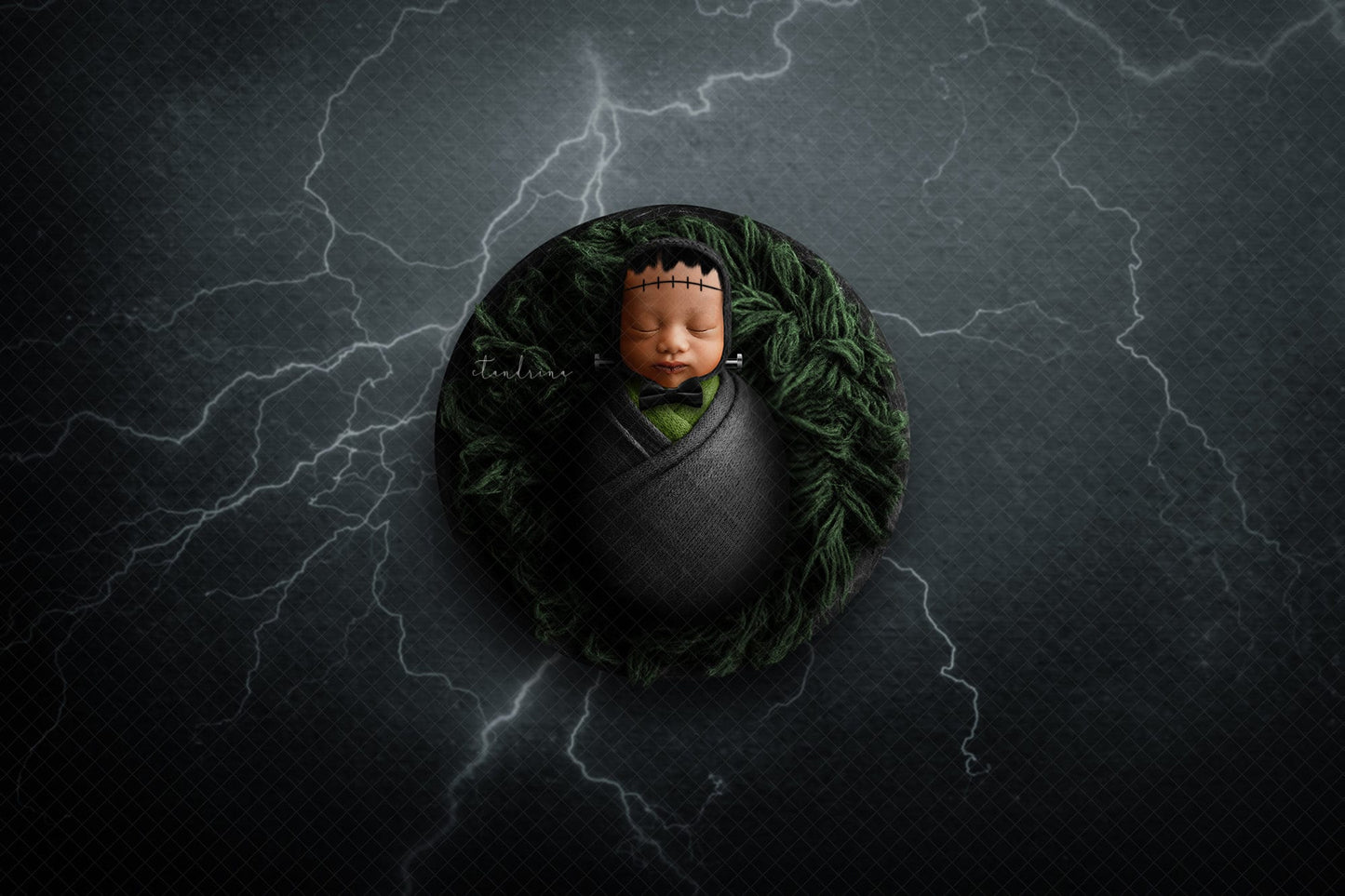 Frankenstein Baby Newborn Digital Backdrop, Halloween Newborn Digital Backdrop, PNG Monster Baby Backdrop for Photoshop Composites