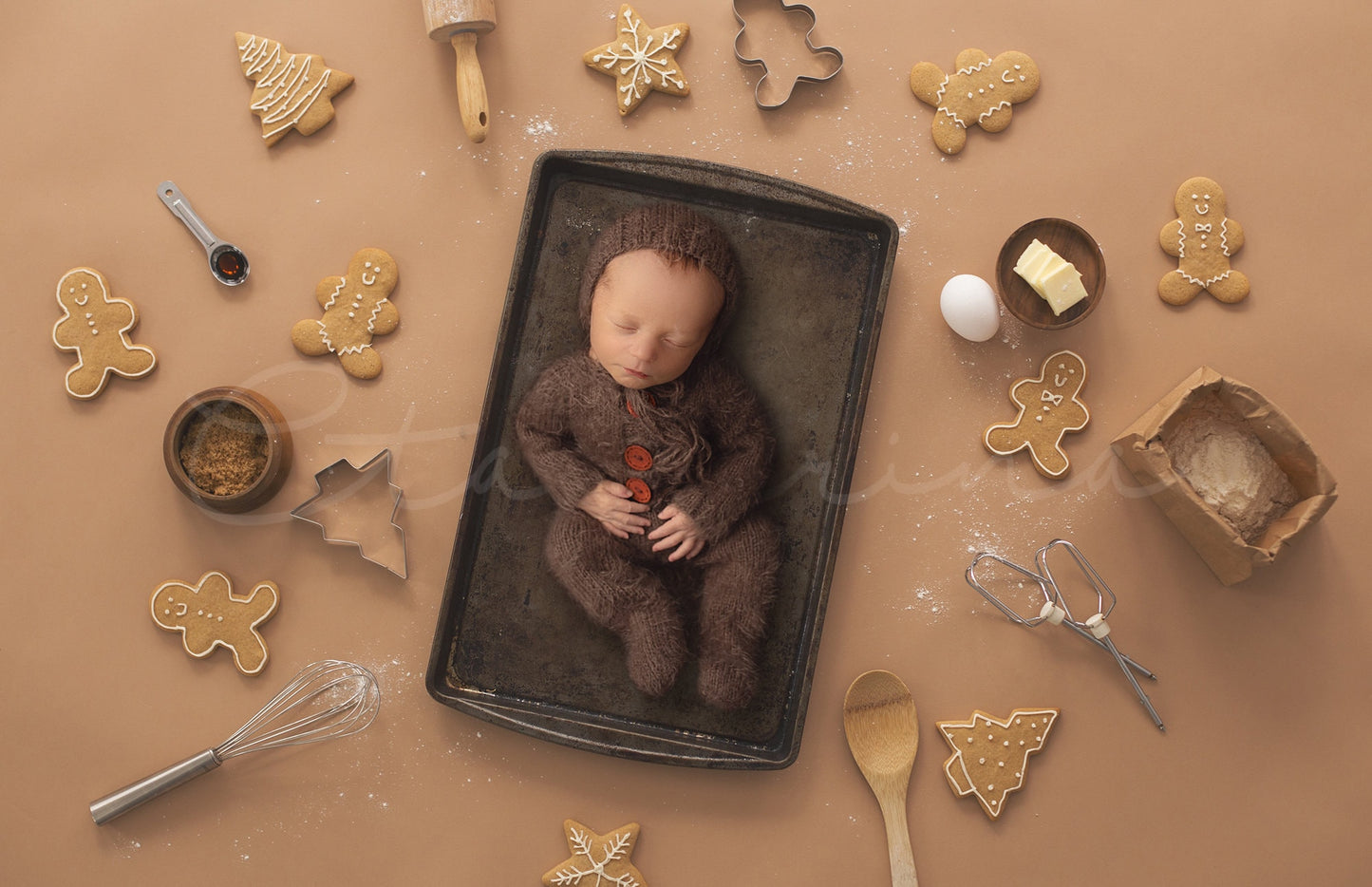 Baking Cookies Newborn Digital Backdrop, Christmas Cookies Backdrop, Gingerbread Cookies Background, Newborn Holiday Backdrop for Photoshop