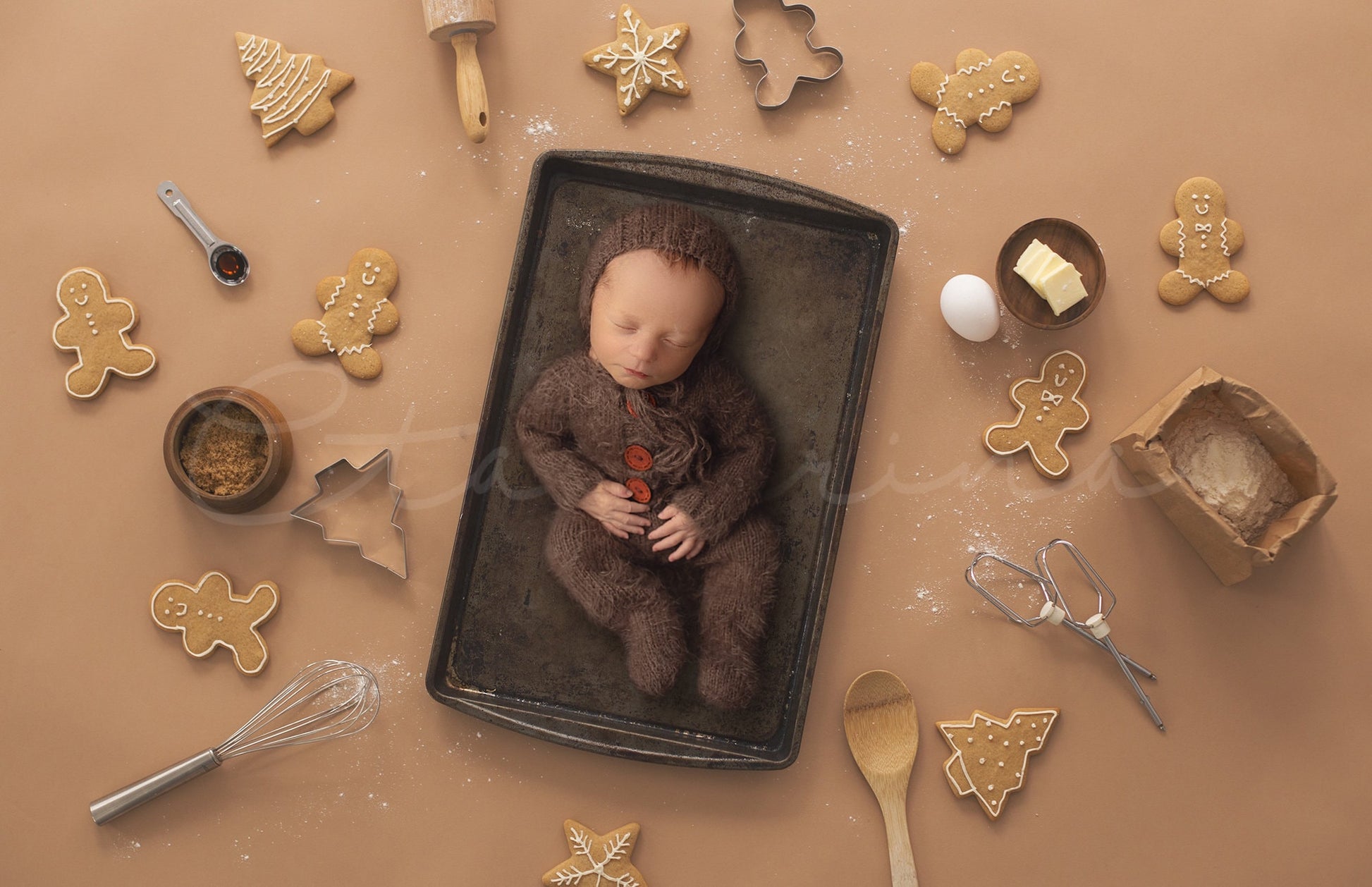 Baking Cookies Newborn Digital Backdrop, Christmas Cookies Backdrop, Gingerbread Cookies Background, Newborn Holiday Backdrop for Photoshop