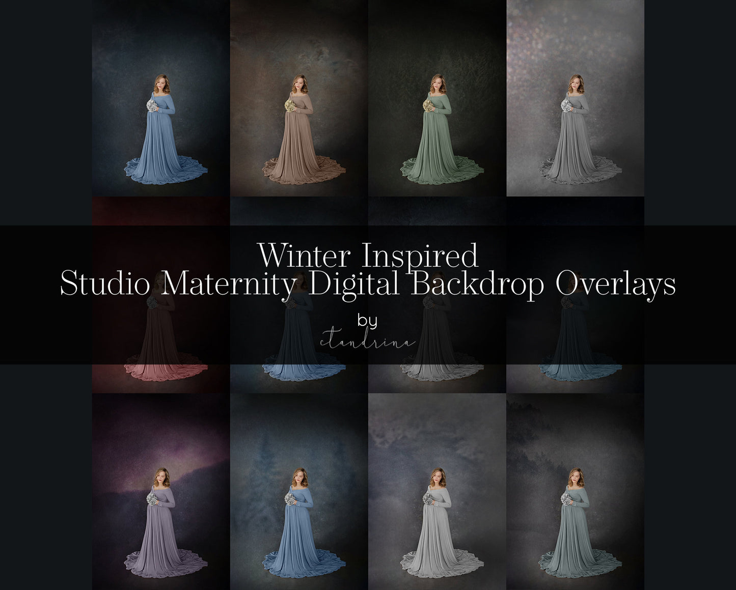 Maternity Overlays for Photoshop, Studio Backdrop Overlays, Winter Inspired Textures for Photoshop, Studio Maternity Digital Backdrops