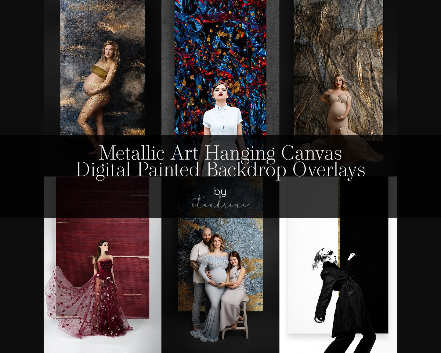 Hanging Canvas Backdrop Overlays, Metallic Backdrop Overlays, Skinny Backdrop Overlays, Canvas Strip Backdrop Overlays for Photoshop