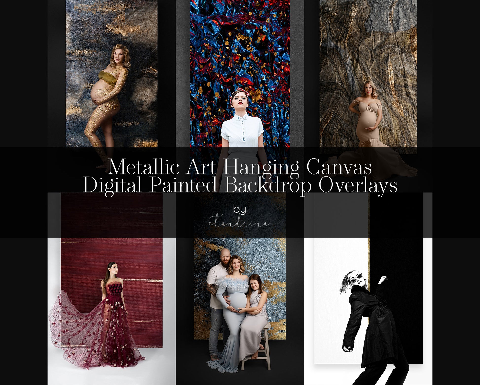 Hanging Canvas Backdrop Overlays, Metallic Backdrop Overlays, Skinny Backdrop Overlays, Canvas Strip Backdrop Overlays for Photoshop