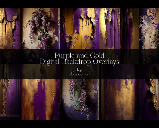 Purple and Gold Wall Digital Backdrop Overlays, Skinny Canvas Digital Backdrops, Maternity Digital Backdrops for Photoshop Composites
