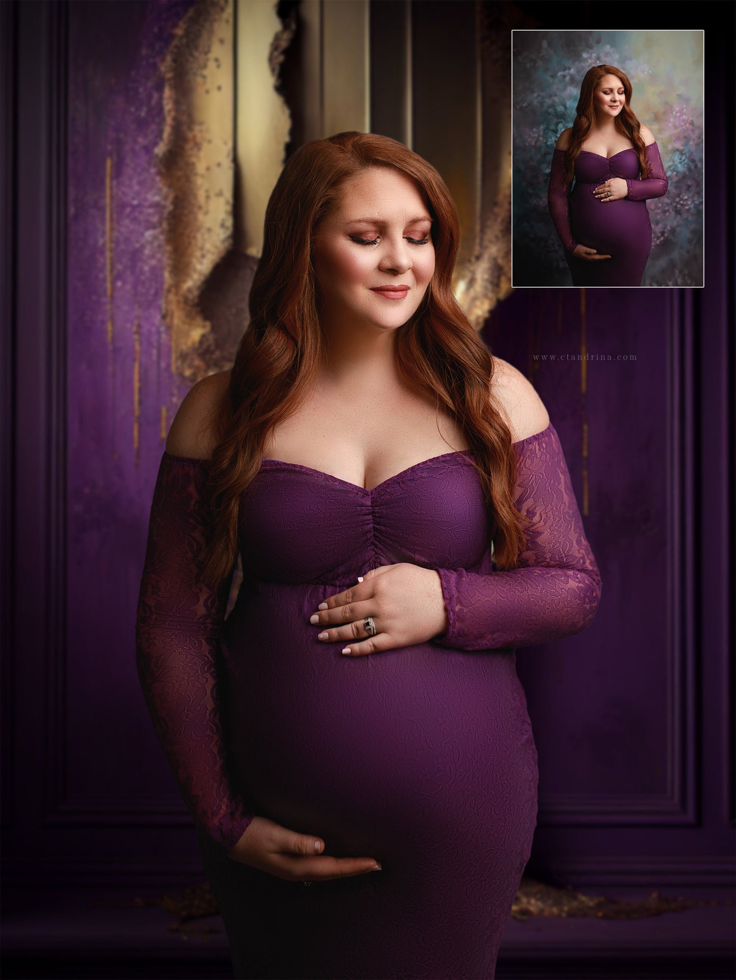 Purple and Gold Wall Digital Backdrop Overlays, Skinny Canvas Digital Backdrops, Maternity Digital Backdrops for Photoshop Composites