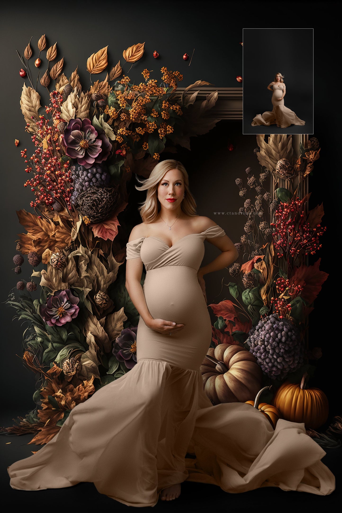 Autumn Floral Digital Backdrops, Abstract Fall Digital Backdrop Overlays, Maternity Backdrop Overlays, Maternity Backdrops for Photoshop