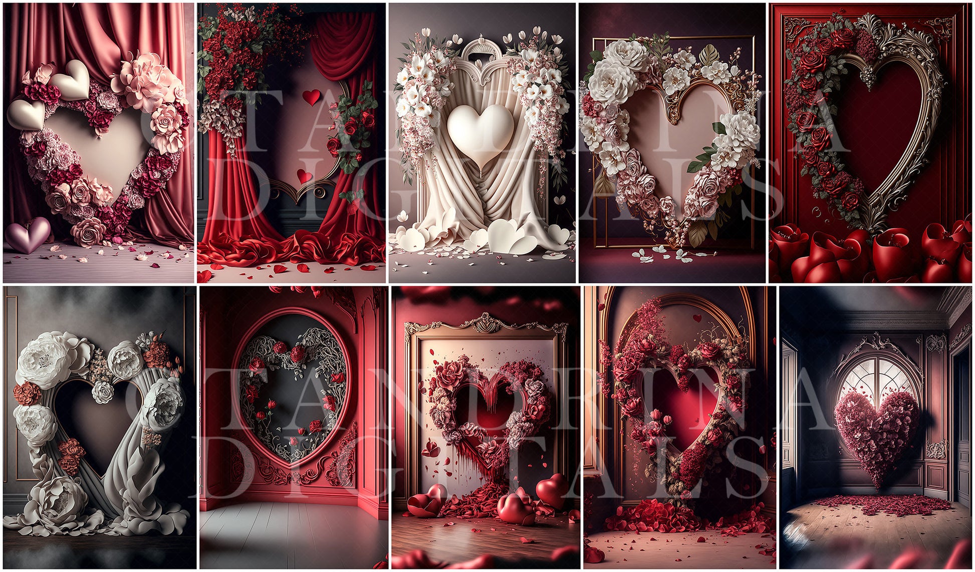 Valentine Abstract Digital Backdrops, Valentine Inspired Digital Backdrops, Maternity Digital Backdrops, Backdrop Overlays for Photoshop