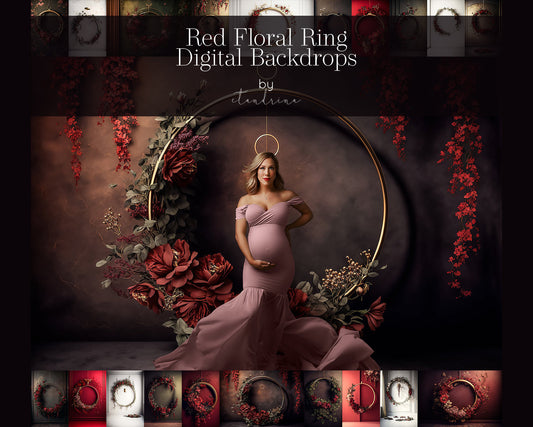 floral ring digital backdrops, maternity digital backdrops, fine art floral ring backdrops, maternity backdrops best sellers, studio digital backdrops, ctandrina, original floral ring backdrops, valentines day backdrops, red floral ring backdrops