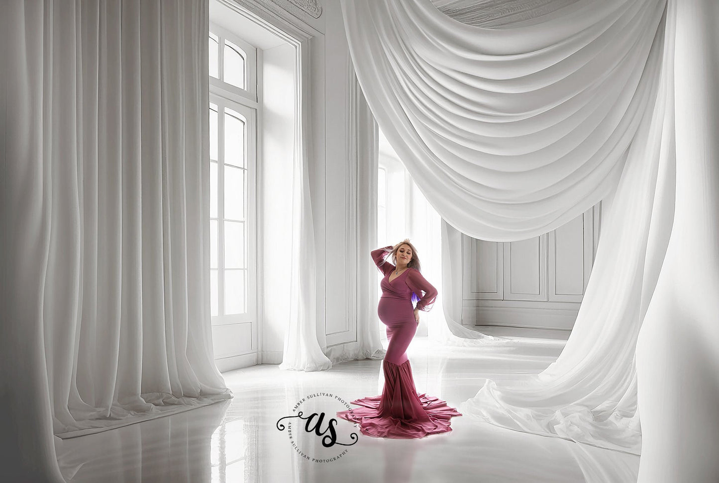 White Room With Window Light Digital Backdrops, Window Light Digital Backdrops, Digital White Room Backdrop for Photoshop Composites