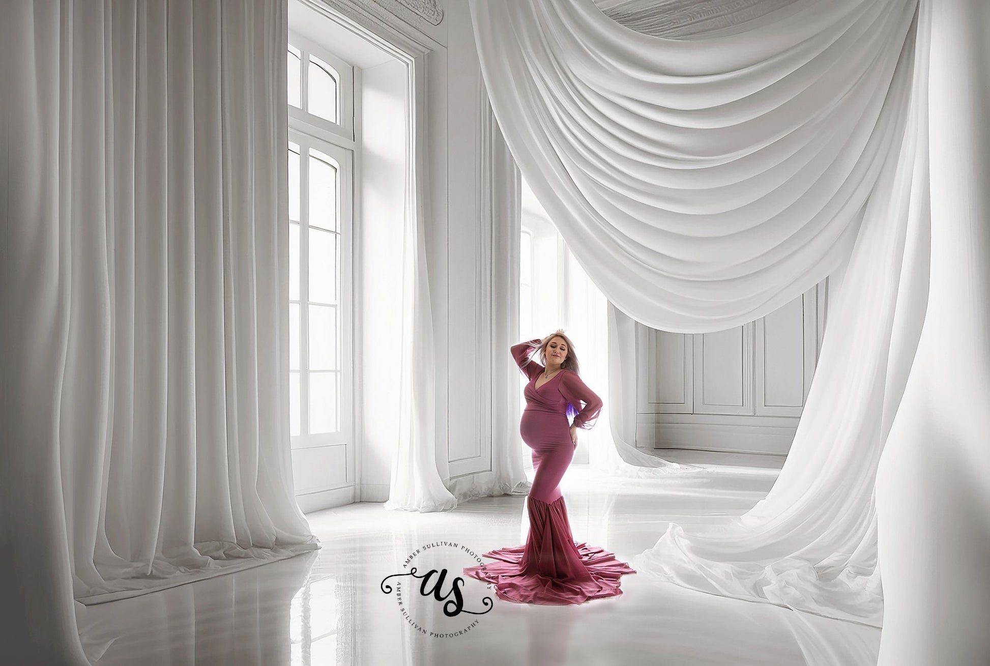 White Room With Window Light Digital Backdrops, Window Light Digital Backdrops, Digital White Room Backdrop for Photoshop Composites