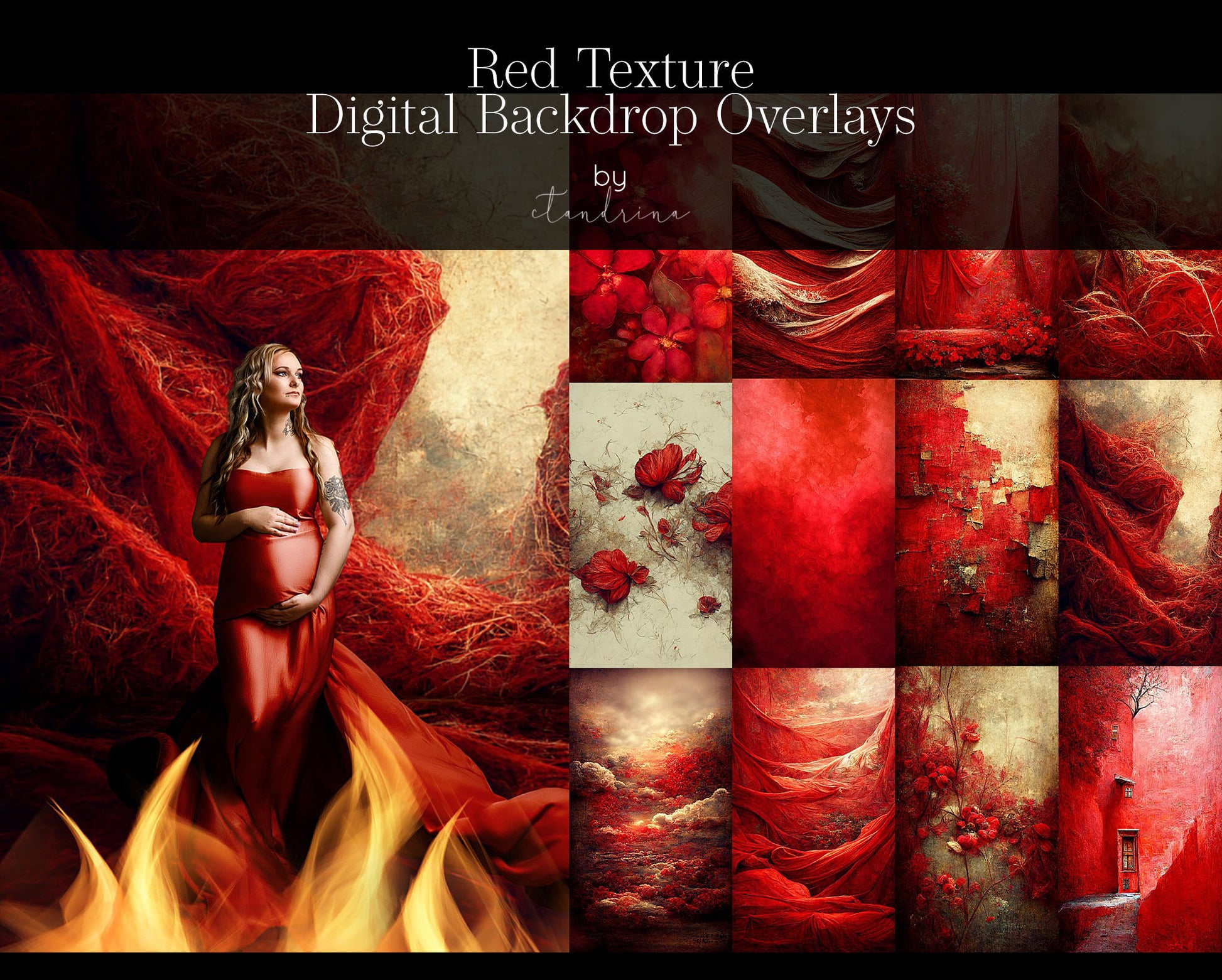 ctandrina digitals, red floral texture overlays, fine art overlays, fine art texture overlays, fine art backdrops, maternity backdrops, maternity overlays, maternity sweeps, fine art photography, photoshop overlays, digital backdrop overlays