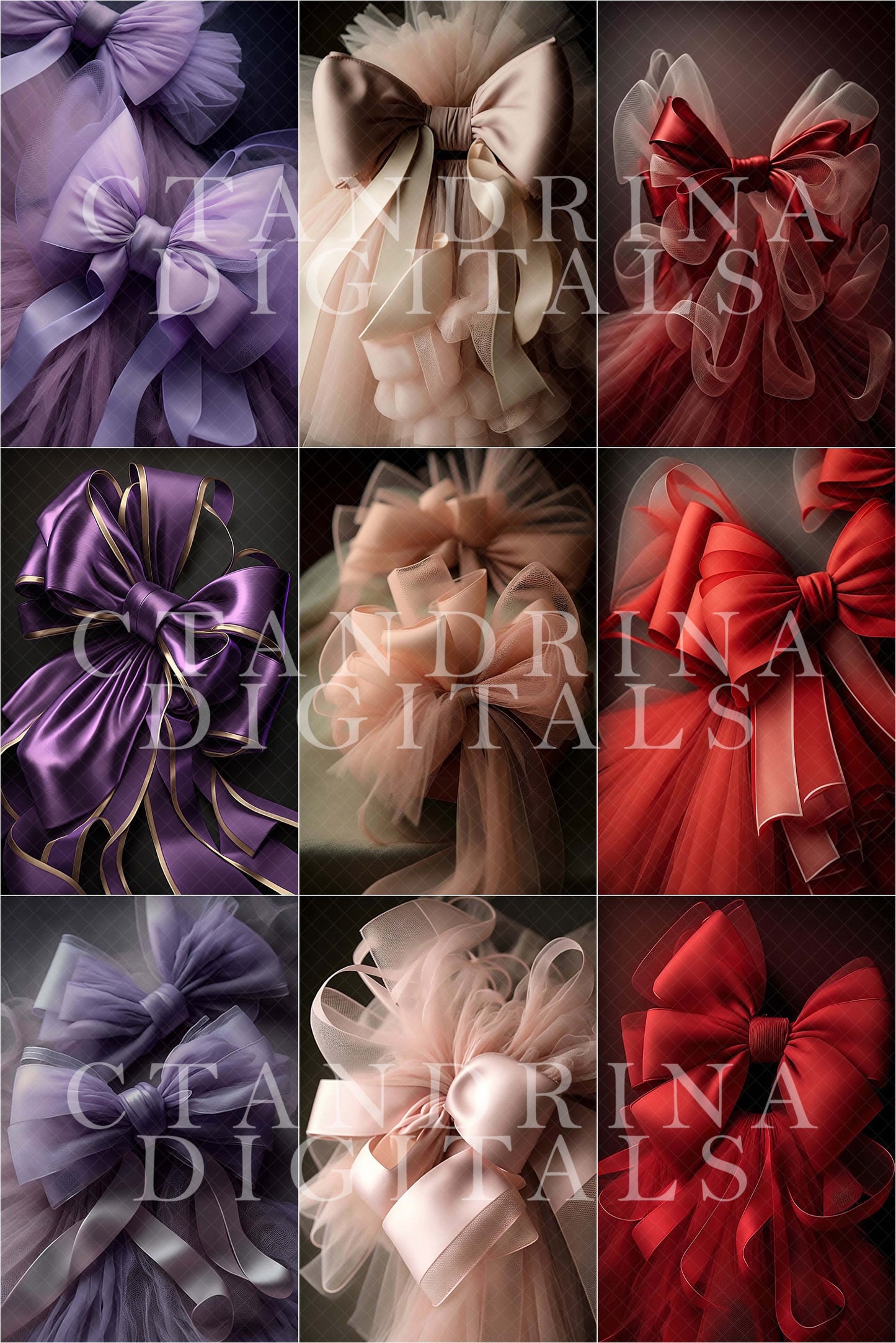 Beautiful Bow Digital Backdrop Overlays, Bow Digital Backdrops, Ribbon Digital Backdrops, Digital Backdrop Overlays for Photoshop Composites