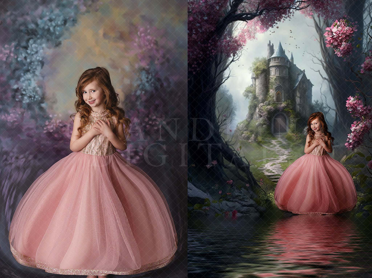 Dreamy Castle Digital Backdrops, Castle Path Digital Backgrounds, Castle Fantasy Digital Backdrops for Photoshop Composites, Magical Castles