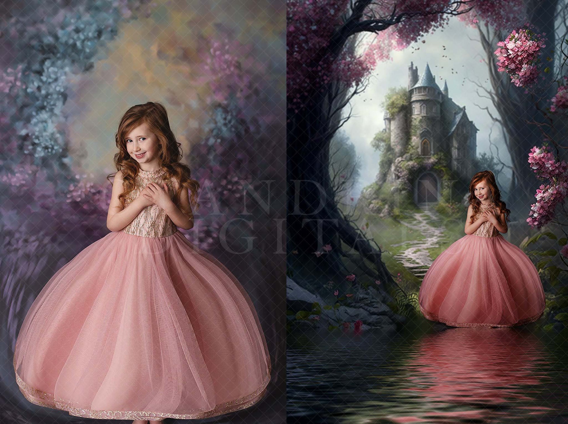 Dreamy Castle Digital Backdrops, Castle Path Digital Backgrounds, Castle Fantasy Digital Backdrops for Photoshop Composites, Magical Castles