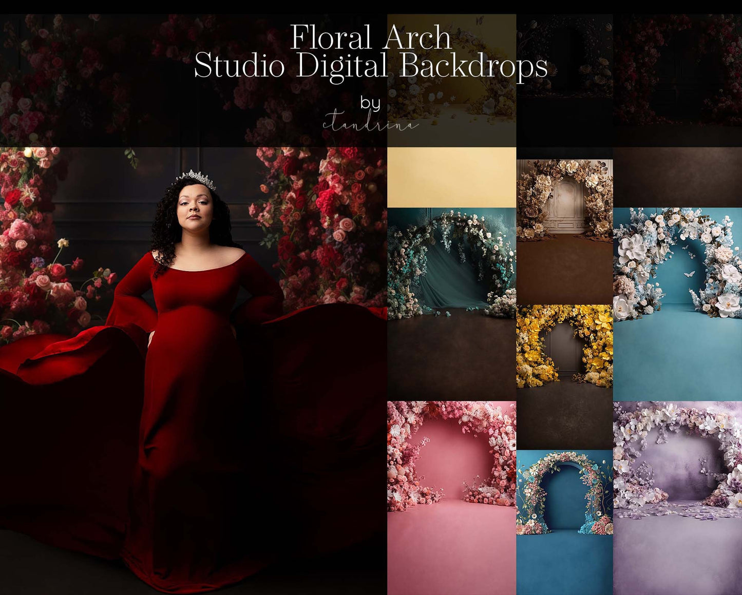 Floral Arch Digital Backdrops, Maternity Digital Backdrops, Spring Digital Backgrounds, Summer Backdrops, Digital Backdrops for Photoshop