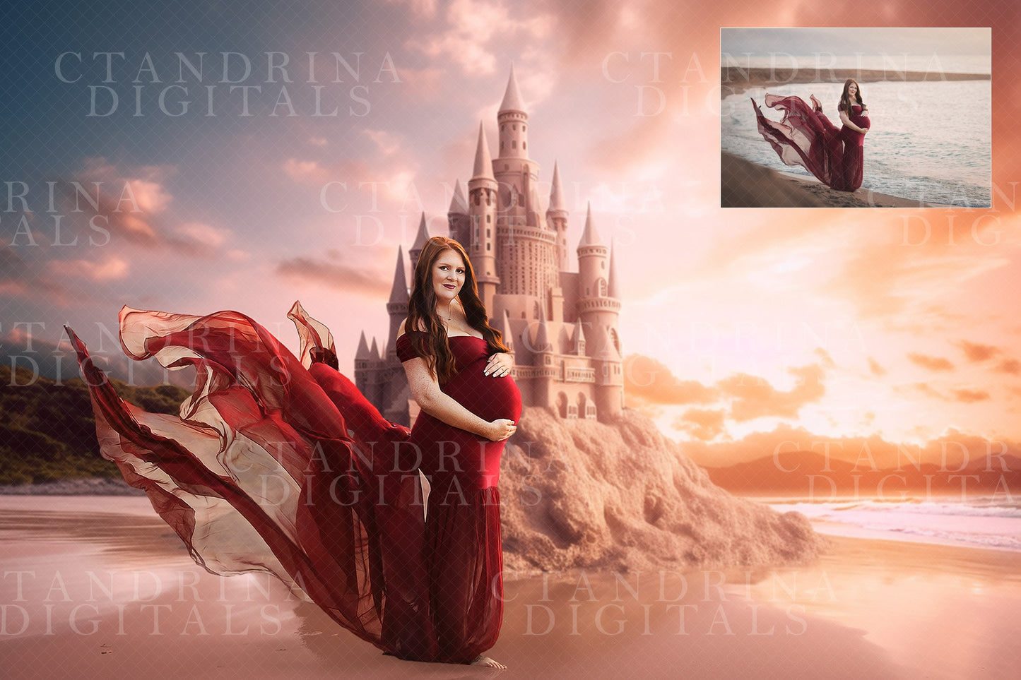 Magical Sand Castle Digital Backdrops, Sandcastle Digital Backdrops for Photoshop, Maternity Digital Backdrops, Cake Smash Backdrops, Sweeps