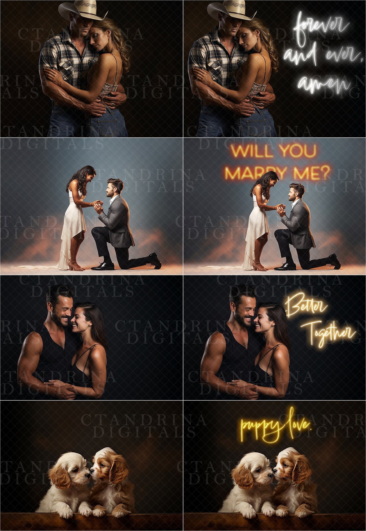 Valentine Neon Sign Overlays, Digital Neon Sign Overlays, Valentine's Day Overlays for Photoshop Neon Sign Photoshop Overlays, Love Quotes