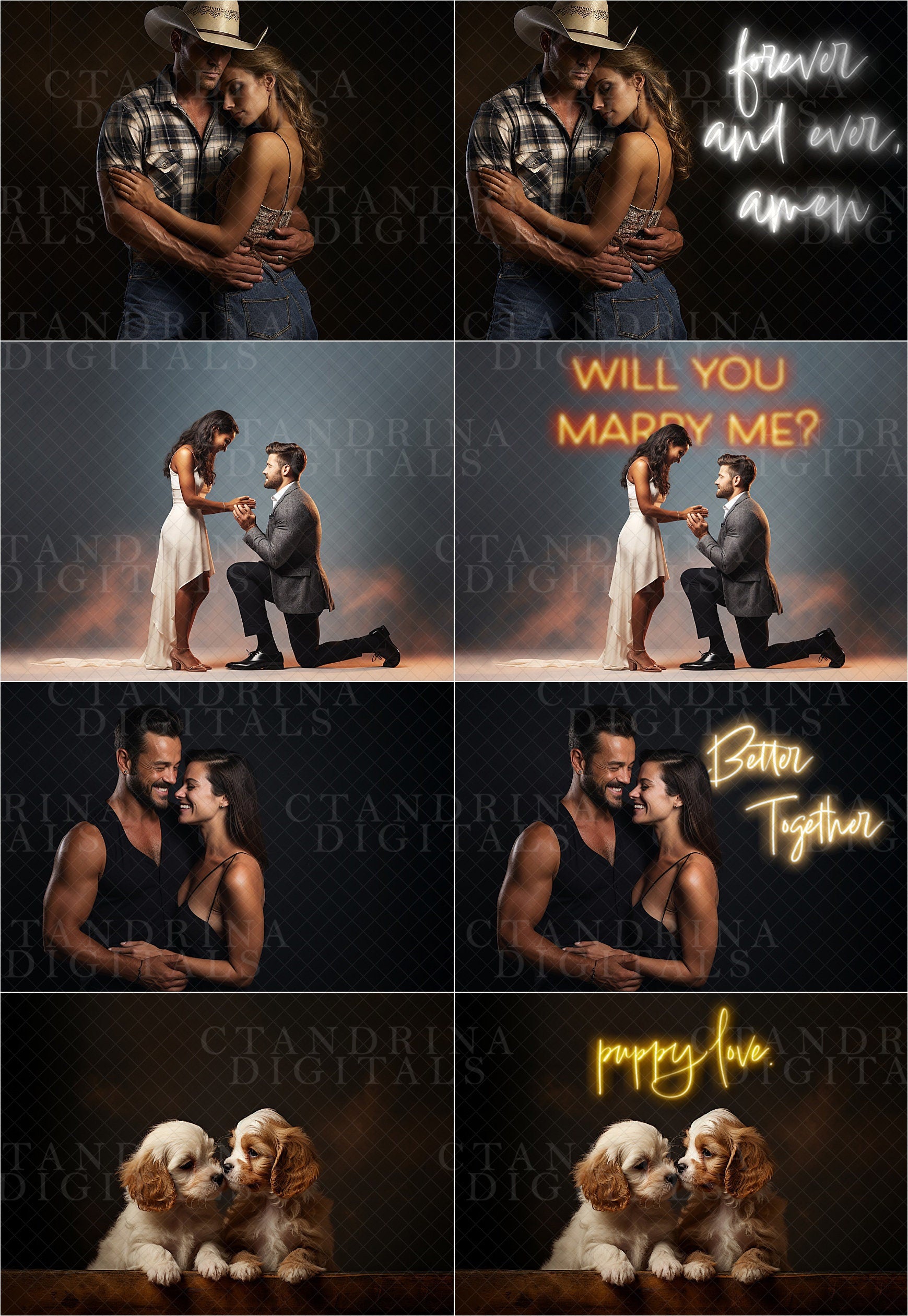 Valentine Neon Sign Overlays, Digital Neon Sign Overlays, Valentine's Day Overlays for Photoshop Neon Sign Photoshop Overlays, Love Quotes